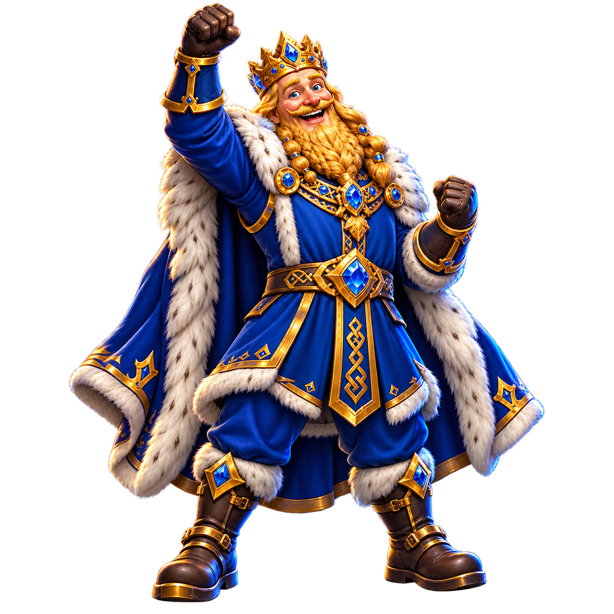 King Eirik raising his fist in victory